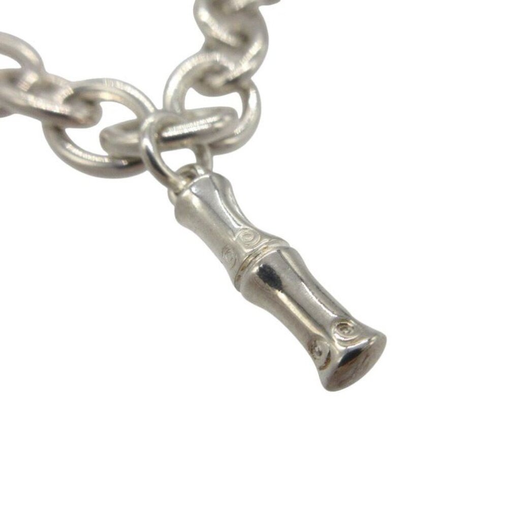 Gucci 5 Charm Bamboo G Logo Dog Tag Icon Charm Bracelet Silver 925 Silver 0524 - Picture 6 of 7
